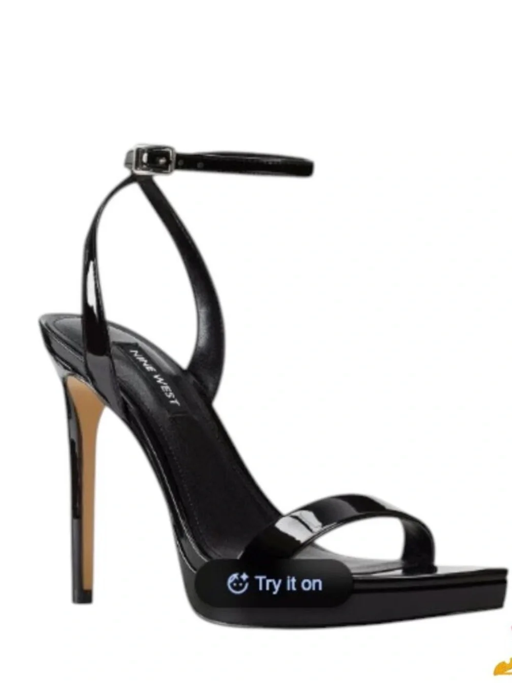 ✨ NINE WEST Zadie Black Patent T-Strap Stiletto Heels Ankle Strap 7M VGUC 🖤
